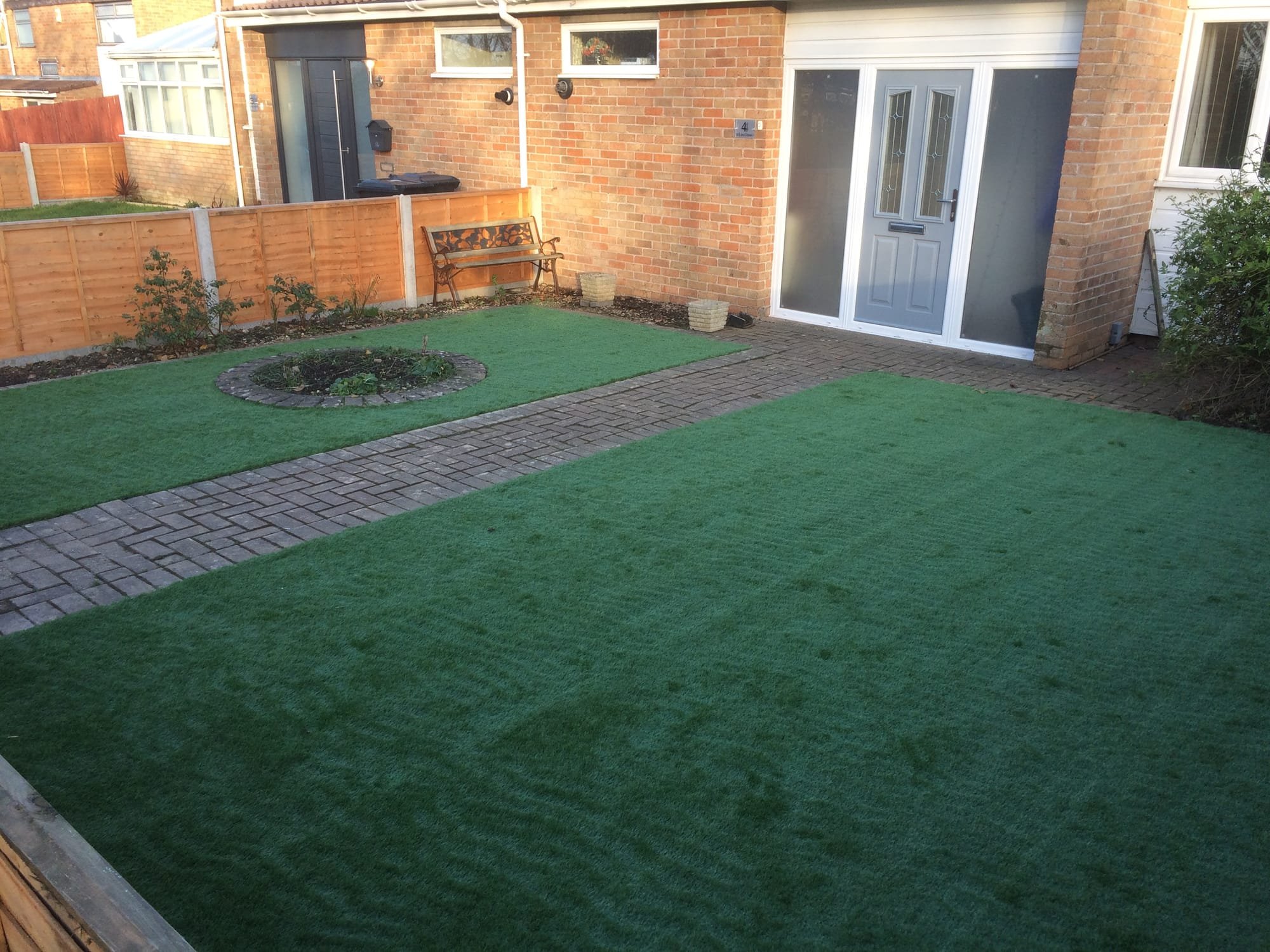 Front garden re=design to include new fence panelling and 30 mm Albion artificial grass