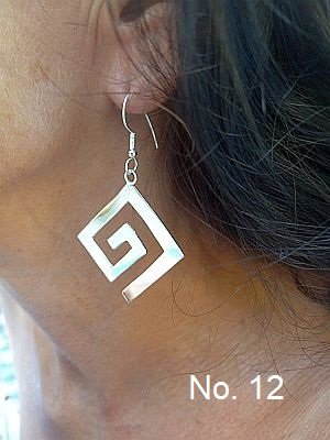 Azteca design earring hammered pattern silver-plated brass - $ 14.- inkl. free shipping