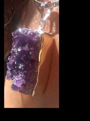 No.4 Pendant Amethyst Urugay Metal brass silver plated $ 46.-