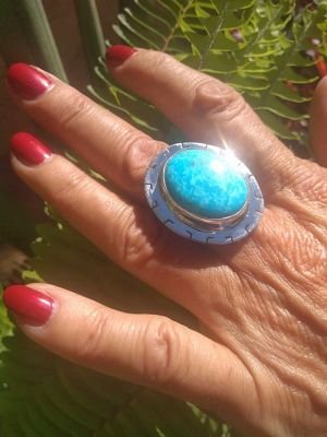 No. 8 Turquoise Sonora Mexico Ring adjustable 925 sterling silver $ 79.-