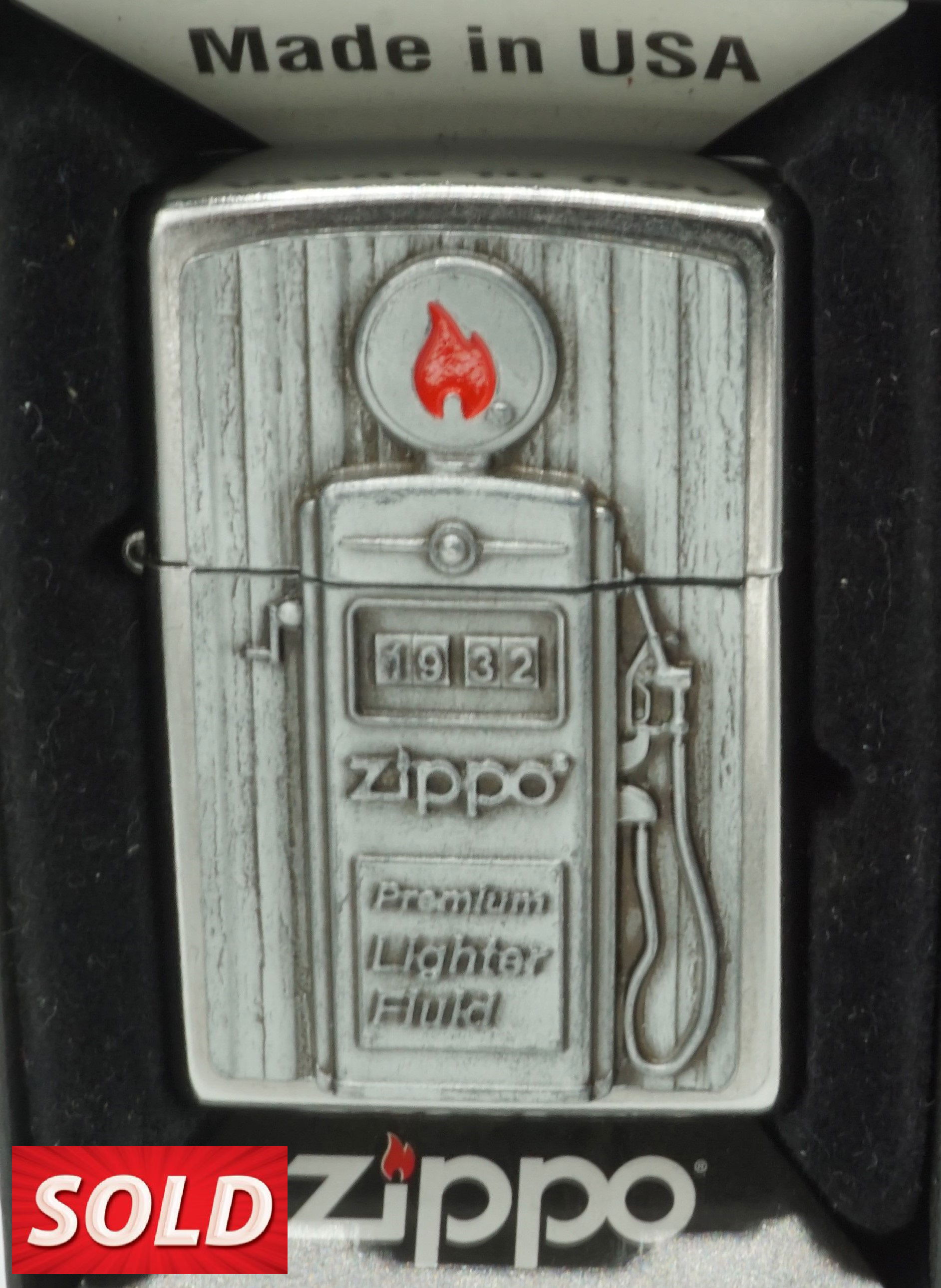 Zippo Lighter Gas Pump Emblem 3D 