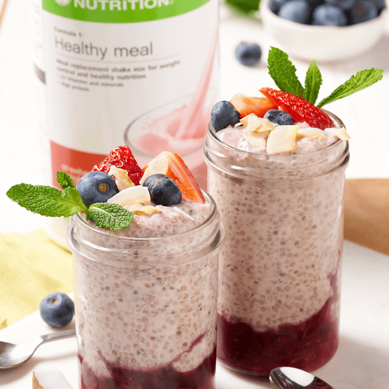 Pudding with Chia Seeds and Forest Fruits