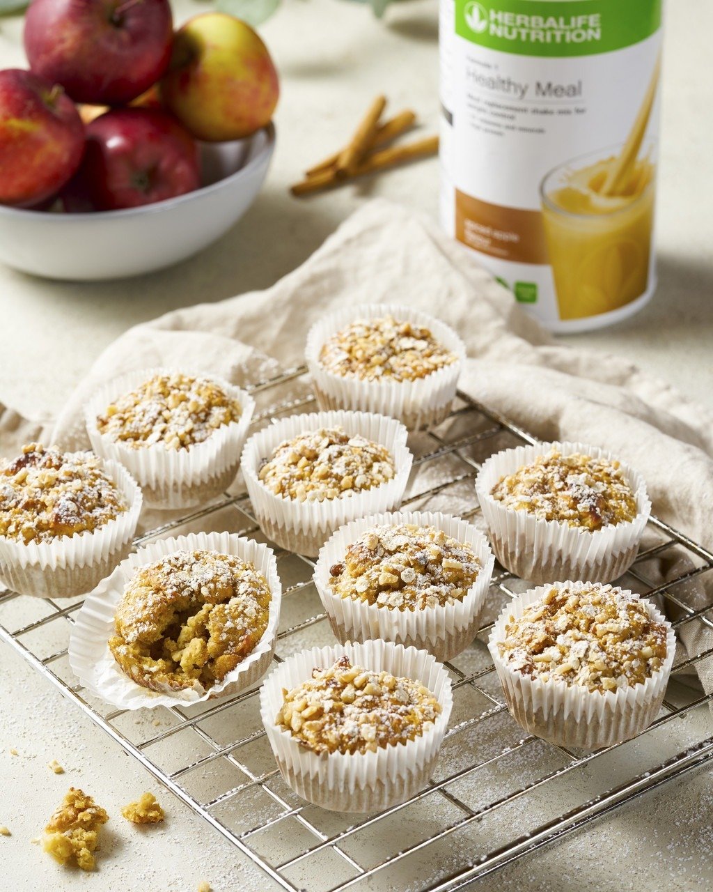 Protein muffins with apple and Formula 1 Spiced Apple