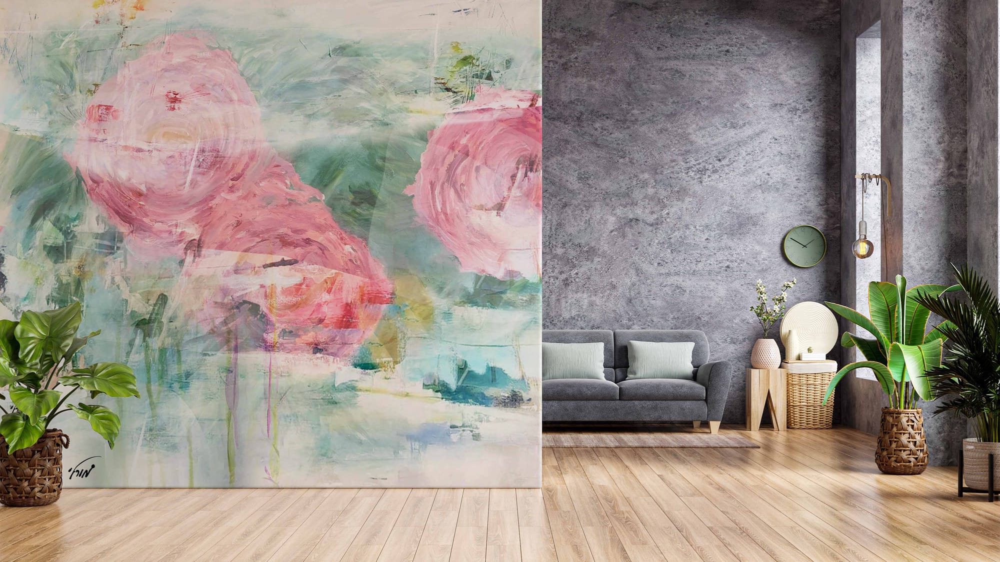 Abstract wall painting in living room Morly Design Art