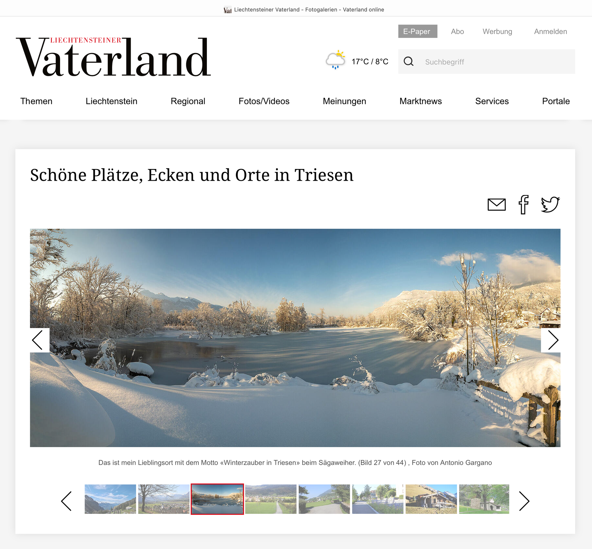 Zeitungsausschnitt im Liechtensteiner Vaterland