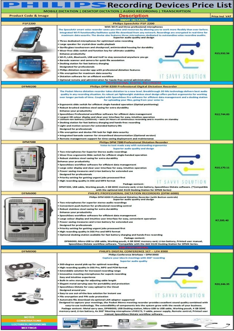 Philips Recording Devices Price List & Pictures IT SAVVY SOLUTIONS