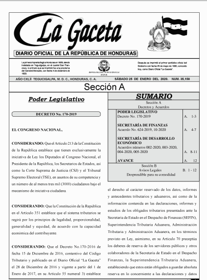 Decreto 170-2019: Adición del Literal J al Artículo 70 del Decreto 170-2016