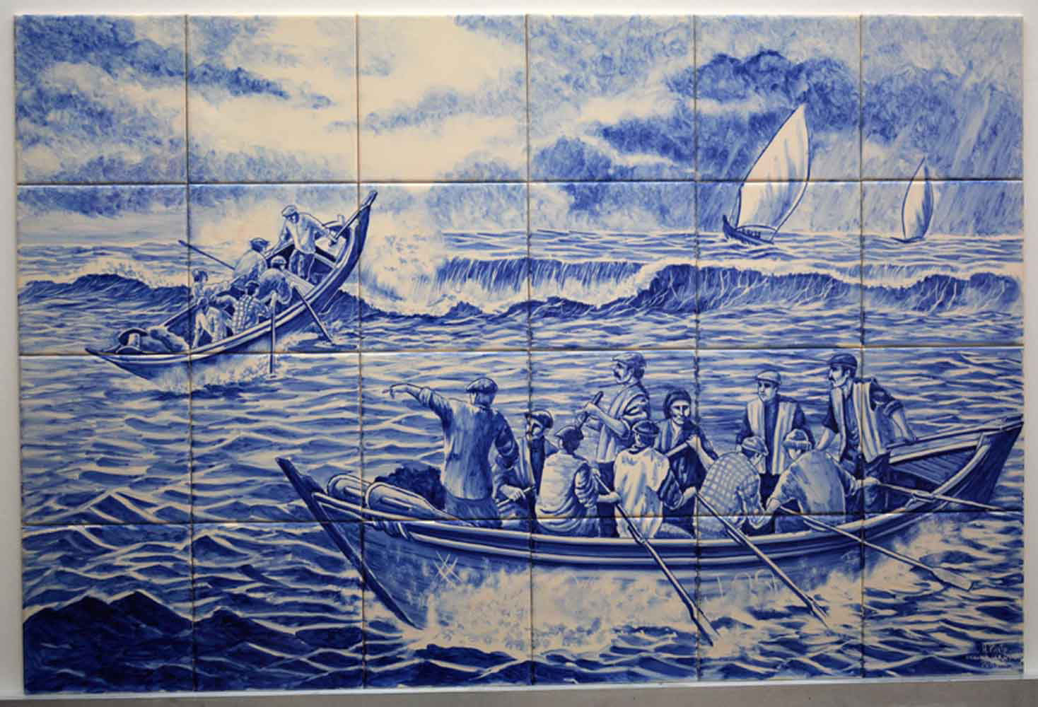 Panneau d'azulejos peint main de 90x60cm