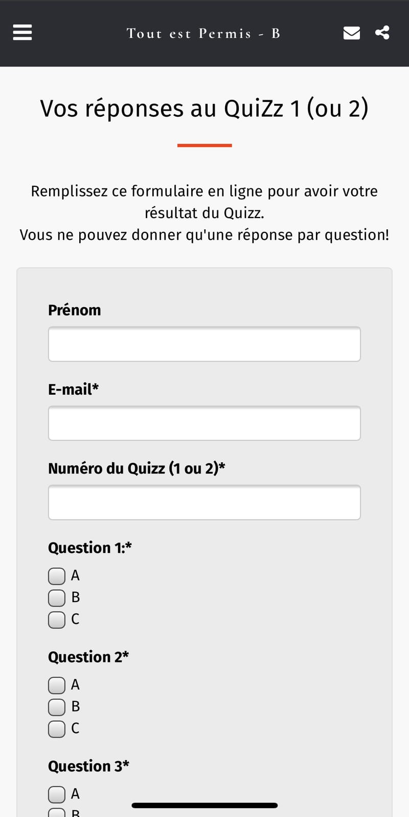 Votre QuiZz en ligne