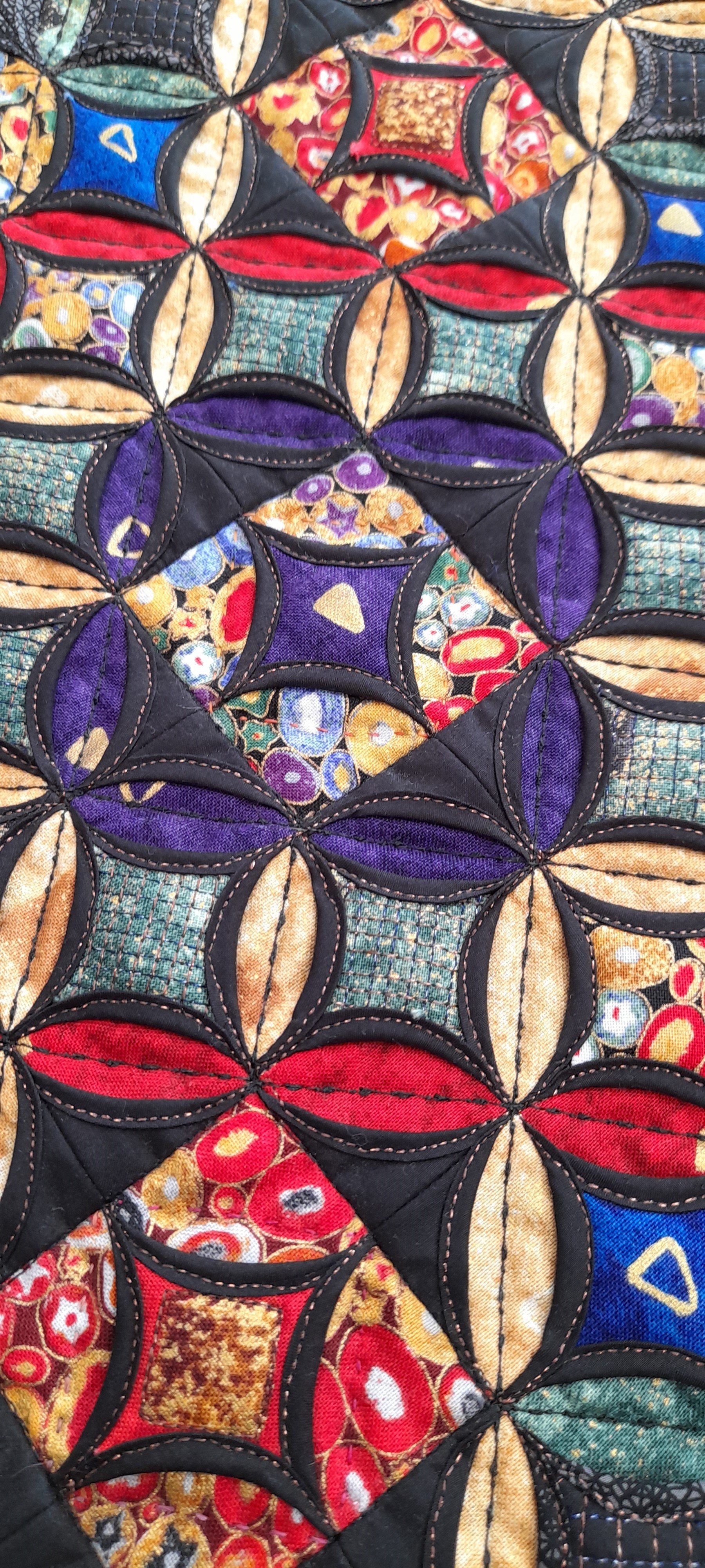 Detail of Klimt Window Miniature Quilt