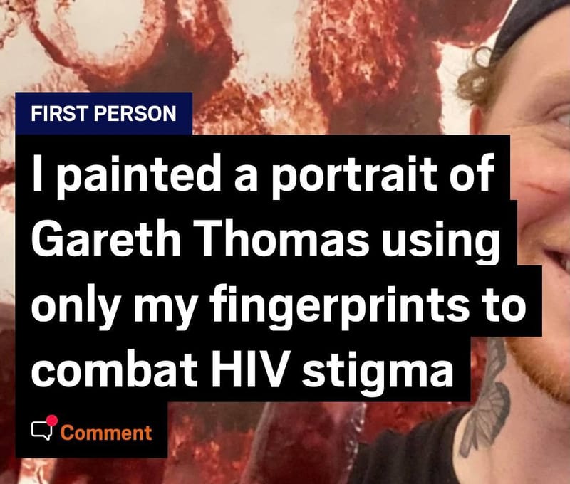 I painted a portrait of Gareth Thomas using only my fingerprints to combat HIV stigma