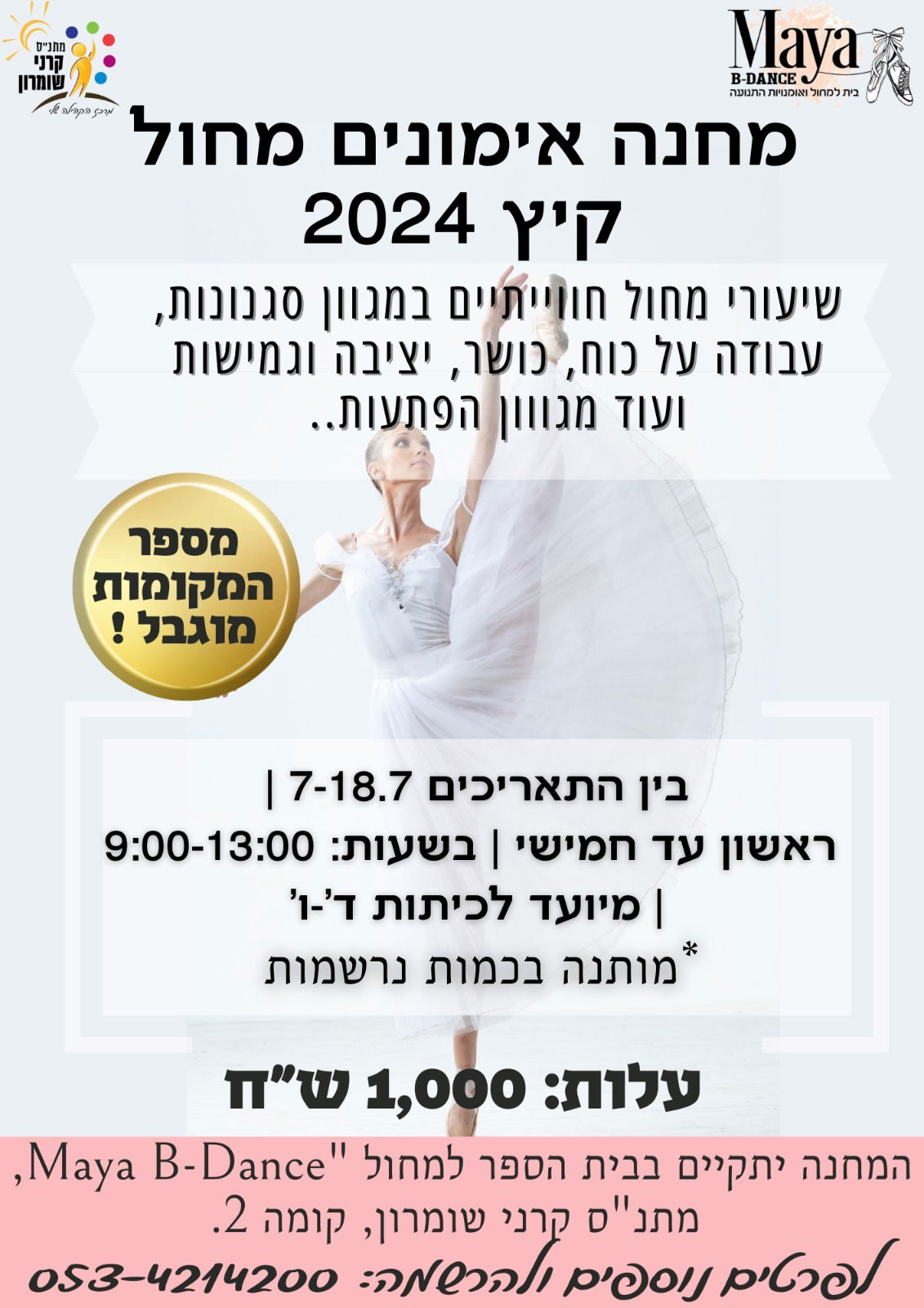 מחנה אימונים מחול קיץ ד'-ו' - 2024