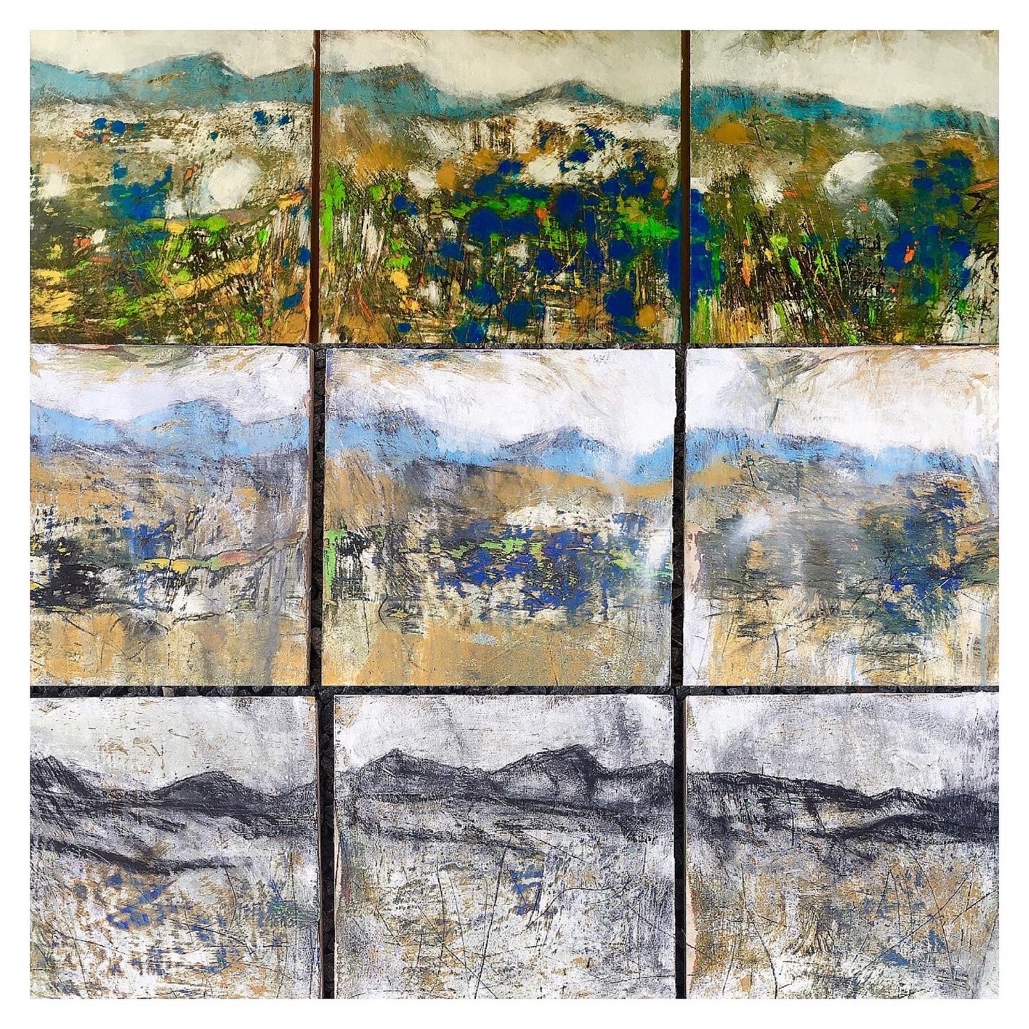 Image showing process of Cader Idris Triptych from bottom to top