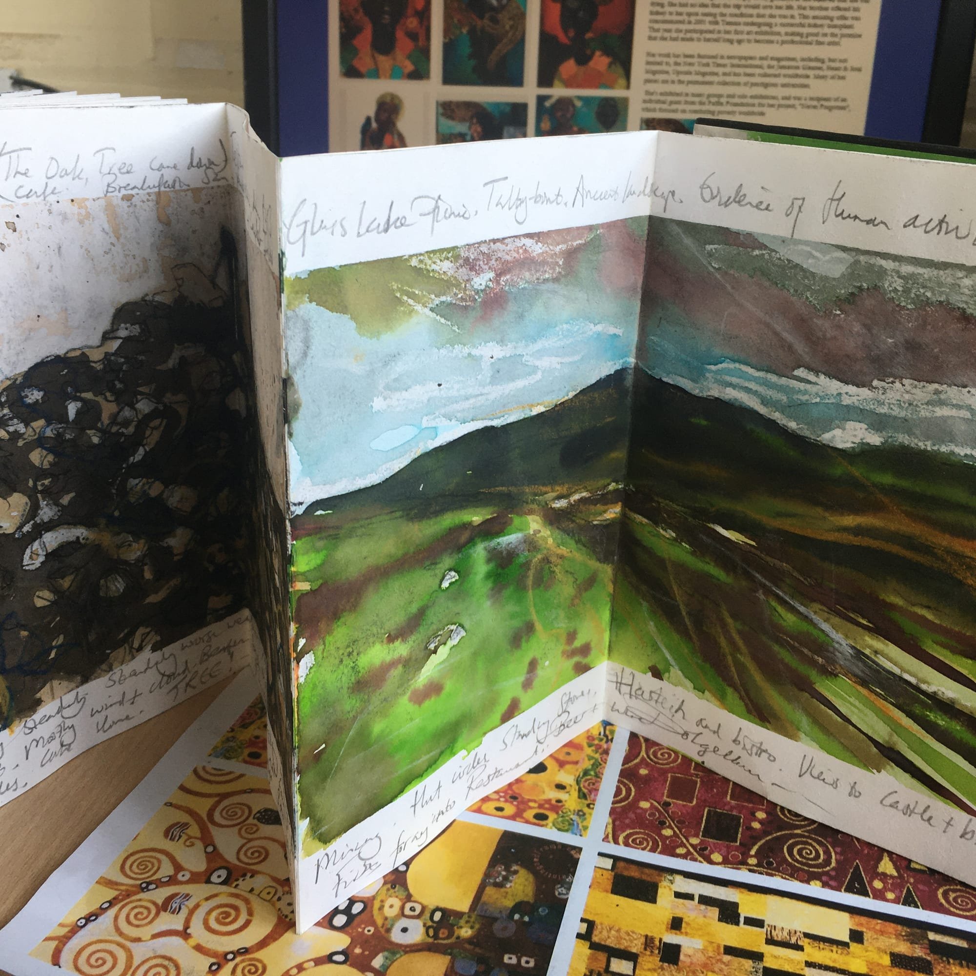 Concertina sketchbook - journal of Mid Wales from July  - September 2020 (detail)