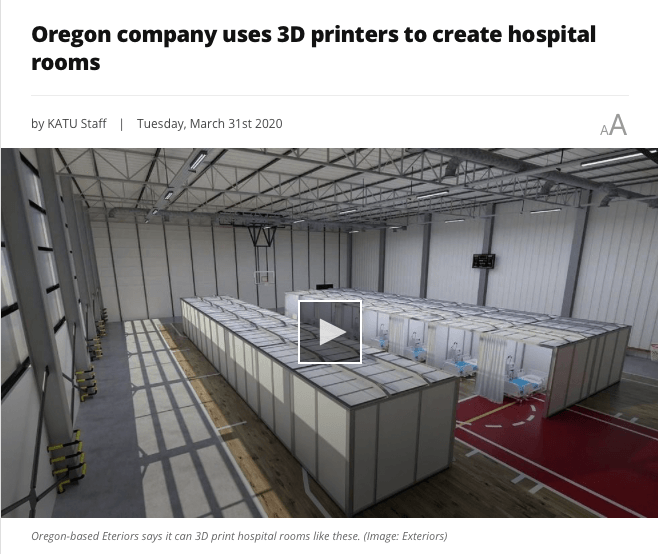 Oregon company uses 3D printers to create hospital rooms