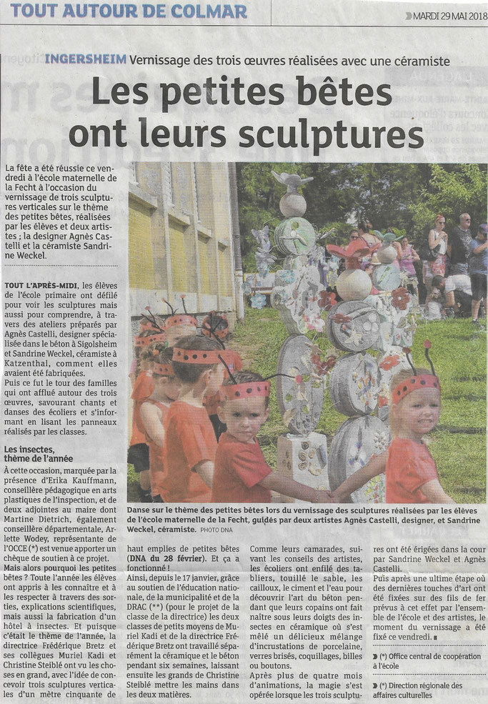 Projet artistique Ecole marenelle Ingersheim "les petites bêtes"