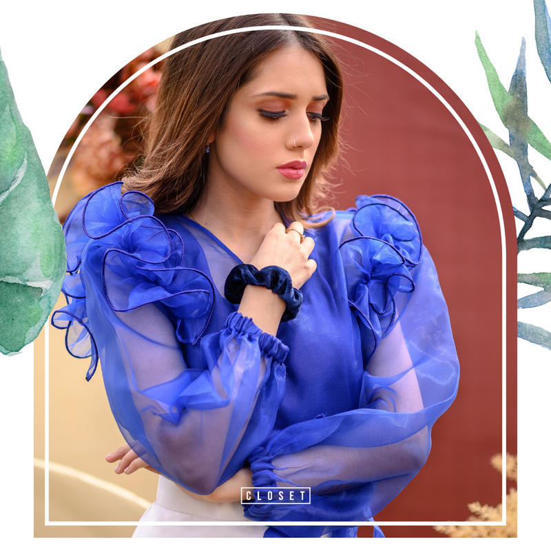 blue organza shirt