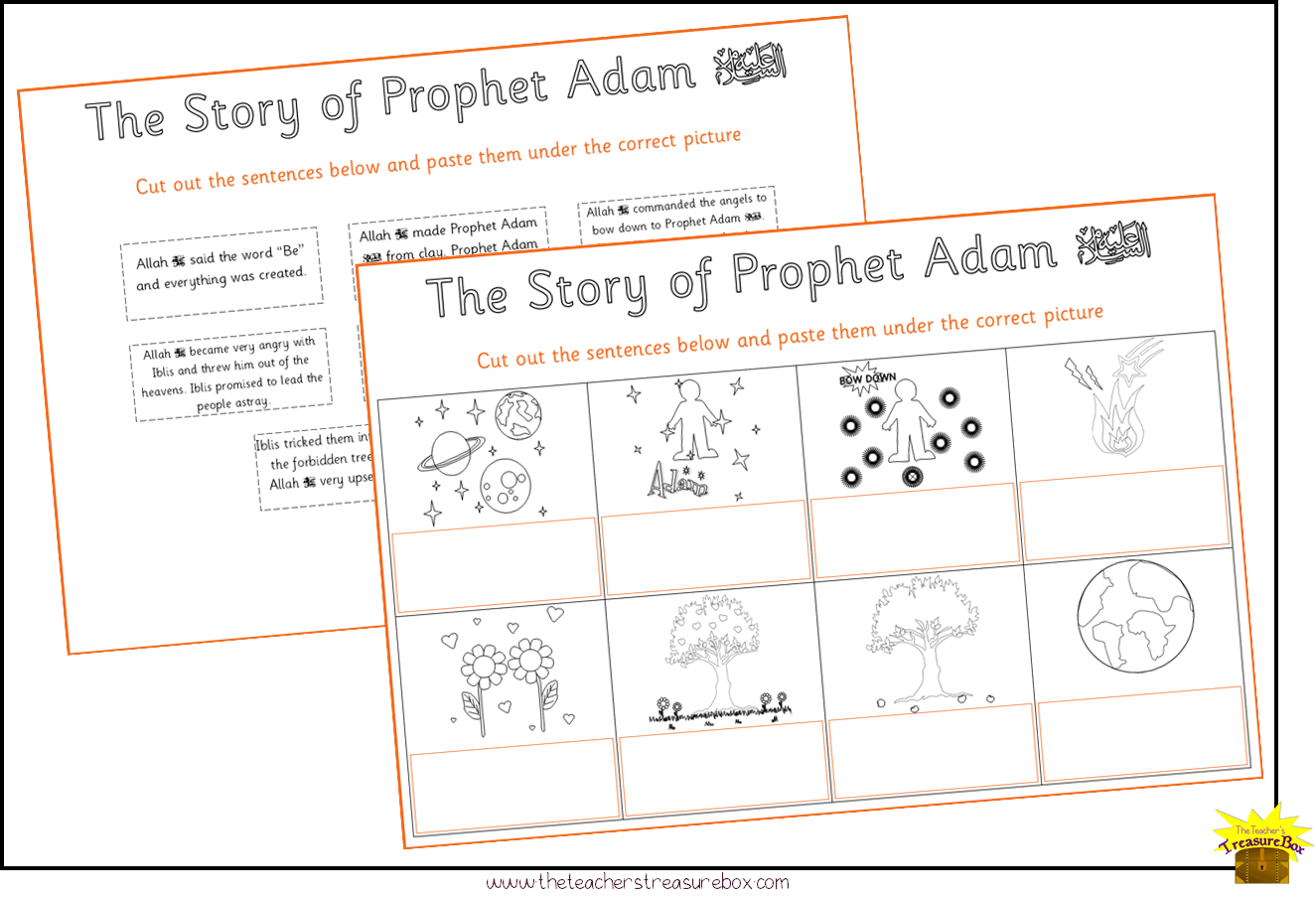 The Story of Prophet Adam Sentence Match Worksheet