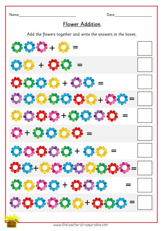 addition-0-10-on-flowers-worksheet