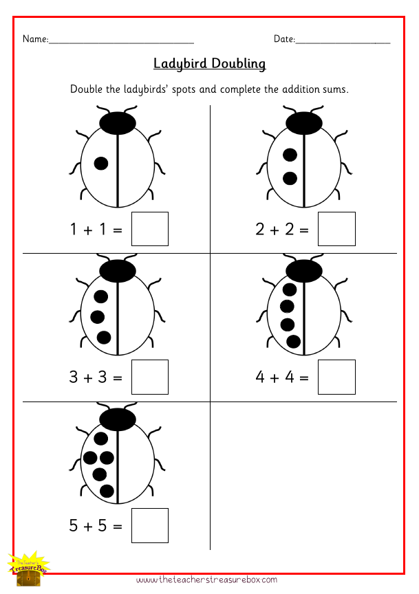 Ladybird Doubling Worksheet