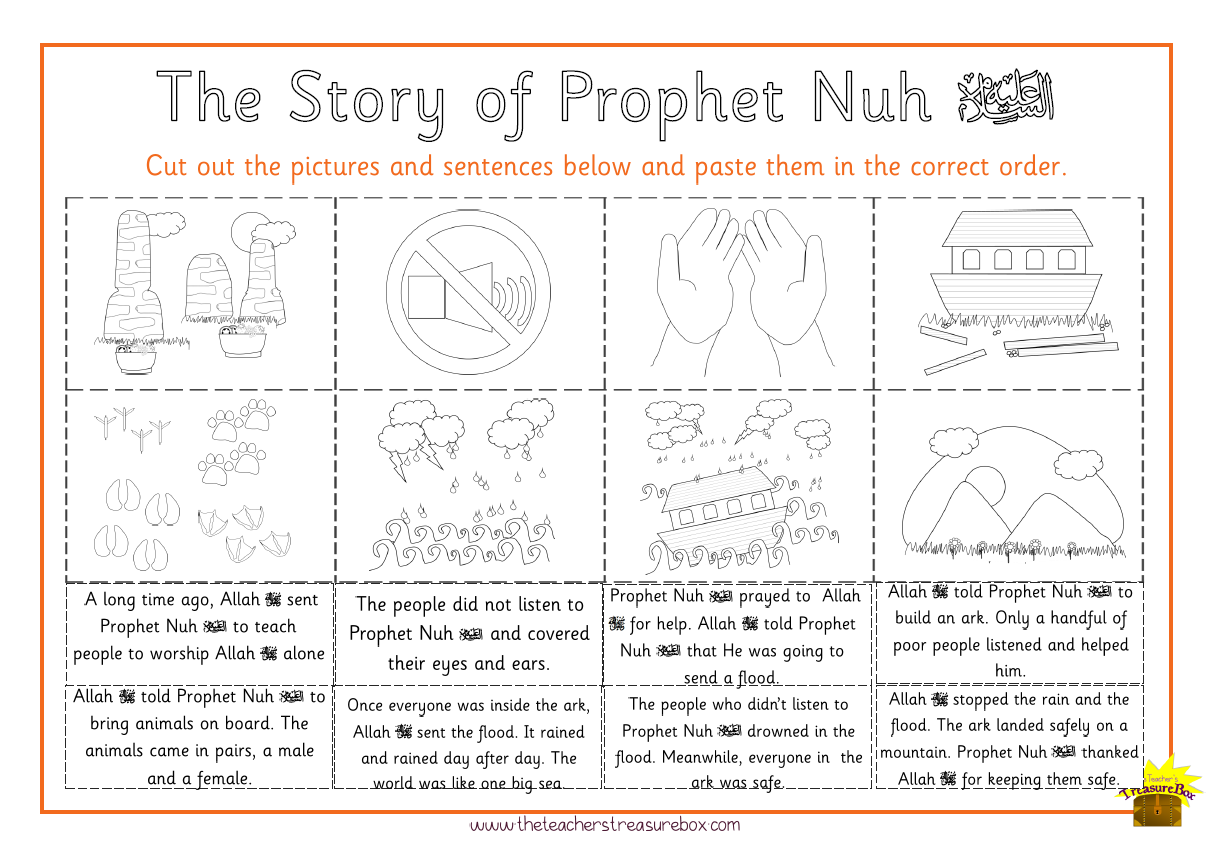 The Story of Prophet Nuh Ordering & Matching Worksheet