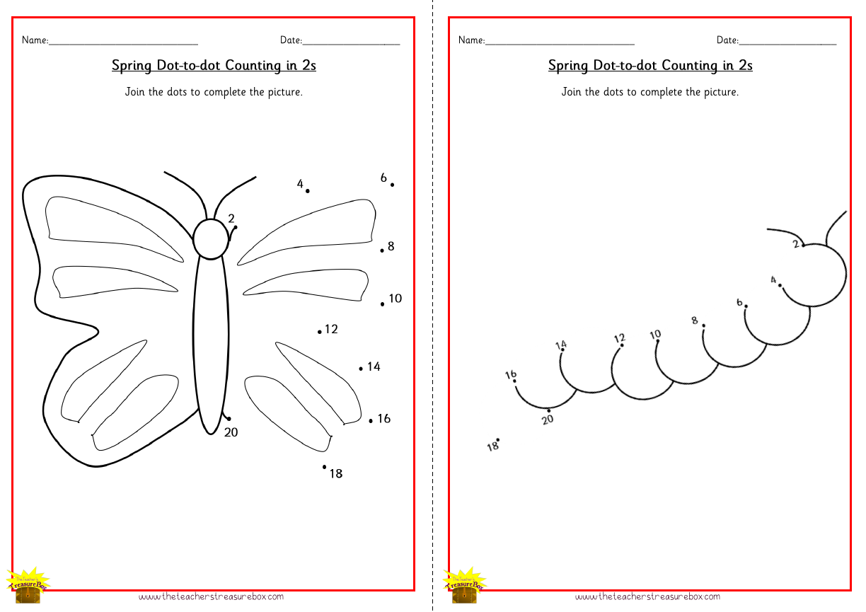 Spring Dot-to-dot Counting in 2s