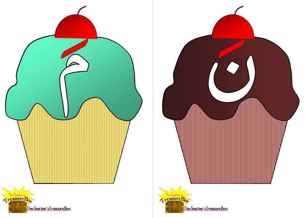Fathah Letters Flashcards - on Cupcakes