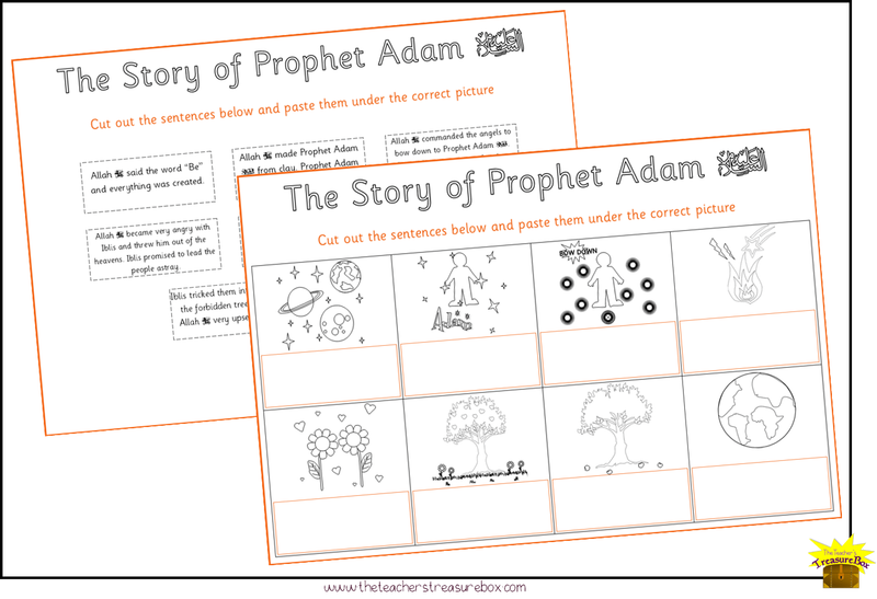 The Story of Prophet Adam Sentence Match Worksheet