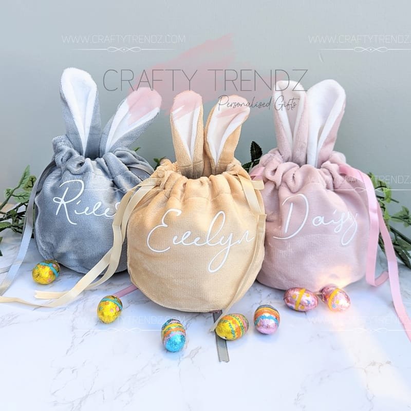 Velvet Easter Treat Bag With Ears - Crafty Trendz