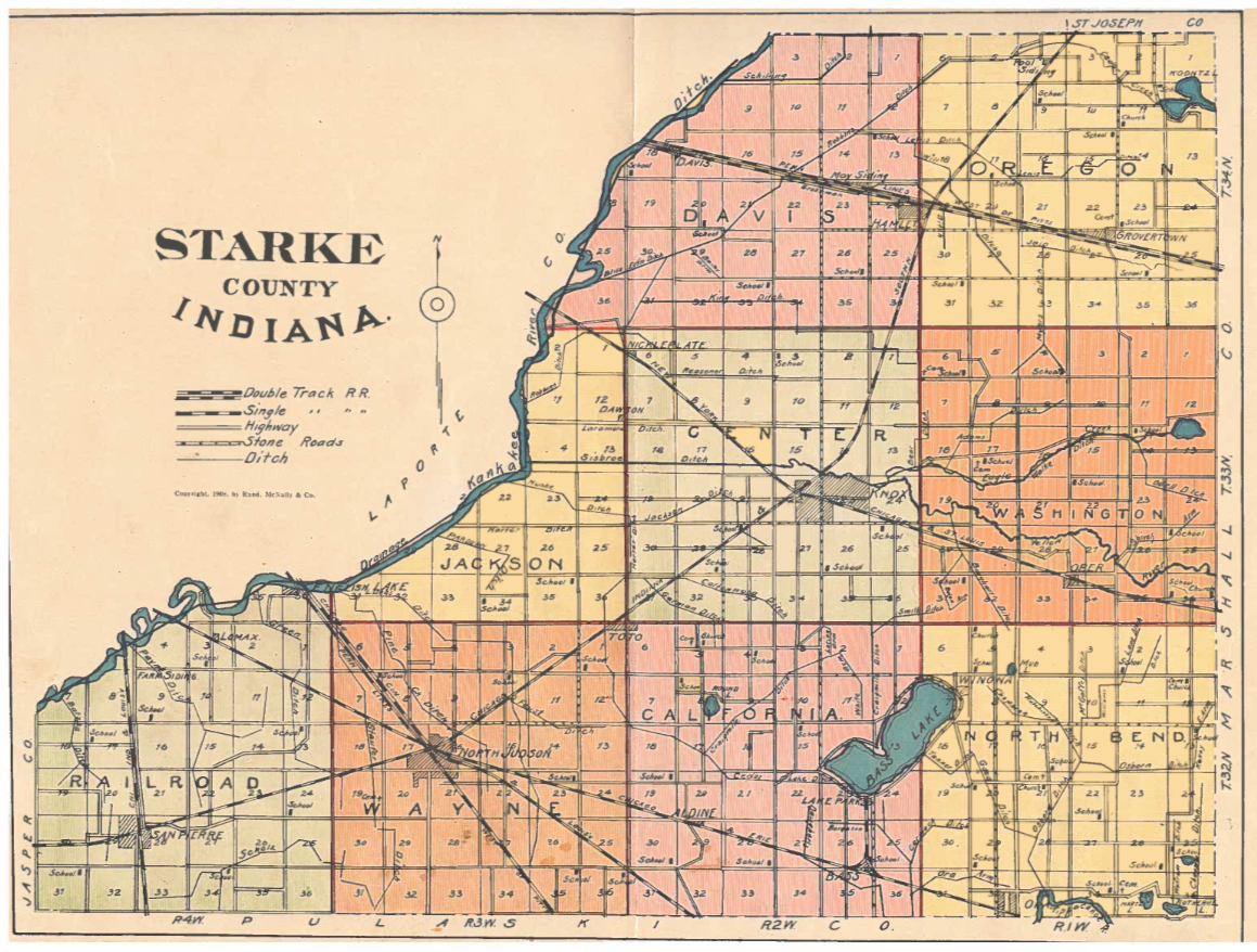 1908 Starke County map