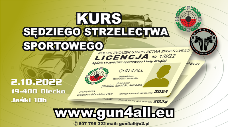 Kurs Sędziego Strzelectwa Sportowego oraz szkolenie przedłużające licencje