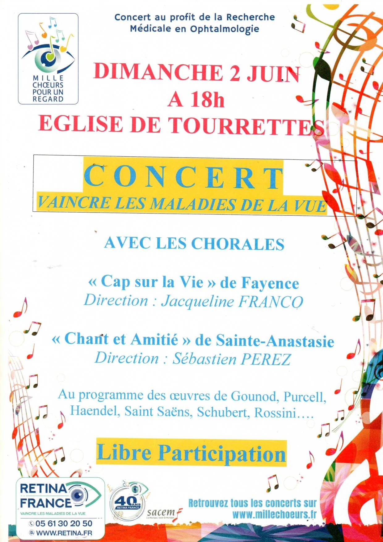 CONCERT DIMANCHE 2 JUIN ÉGLISE DE TOURRETTES VAINCRE LES MALADIES DE LA VUE