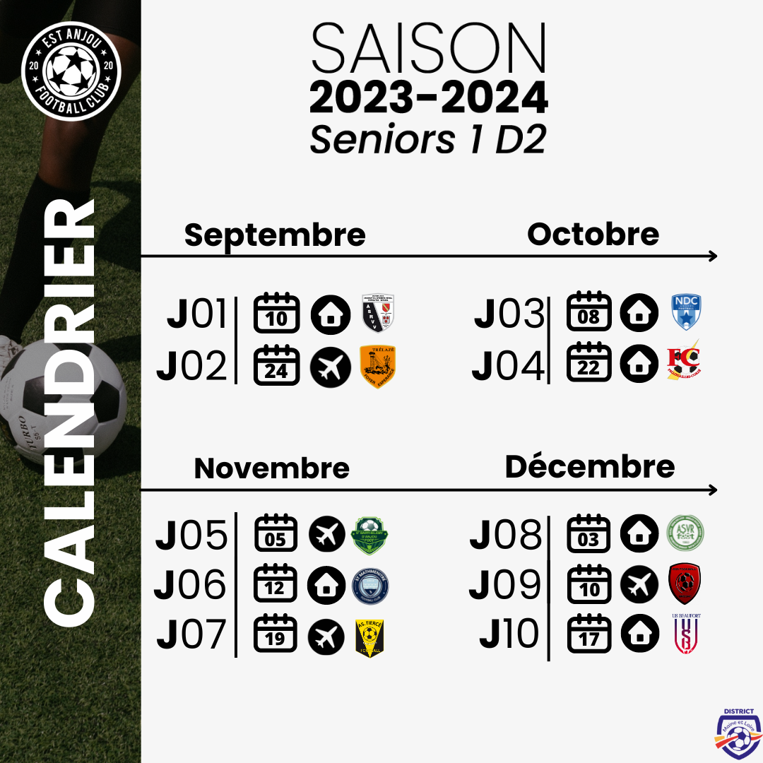 Calendrier Séniors D2-D4 Saison 2023-2024