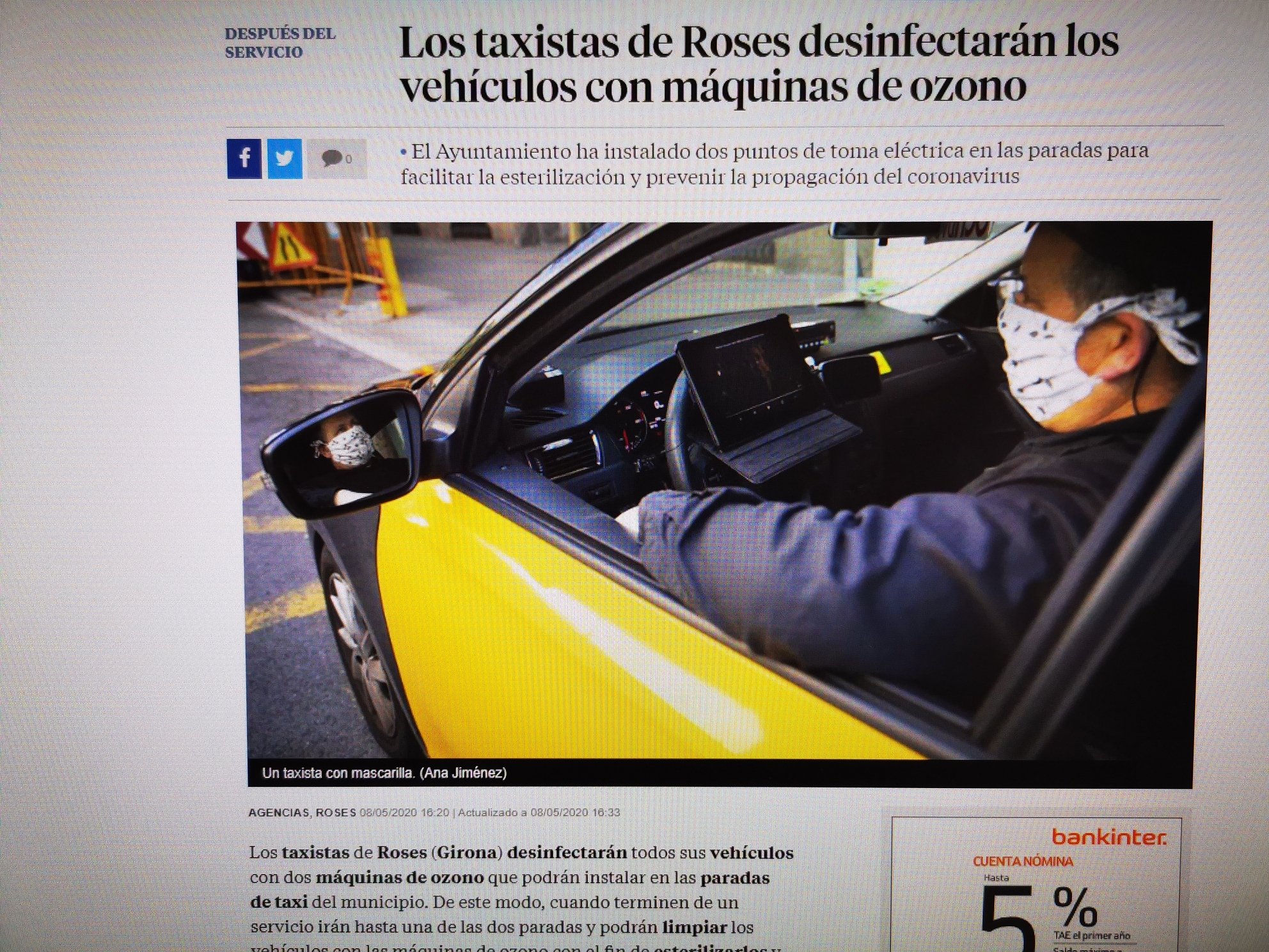 Los taxistas de Roses desinfectarán sus vehículos con máquinas de ozono
