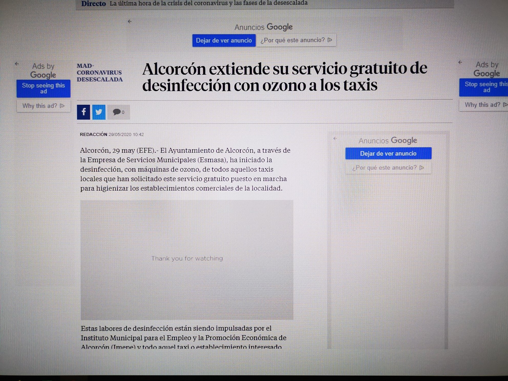 Alcorcón desinfecta sus taxis con Ozono