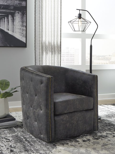 Brentlow Distressed Black Accent Swivel Chair A3000202