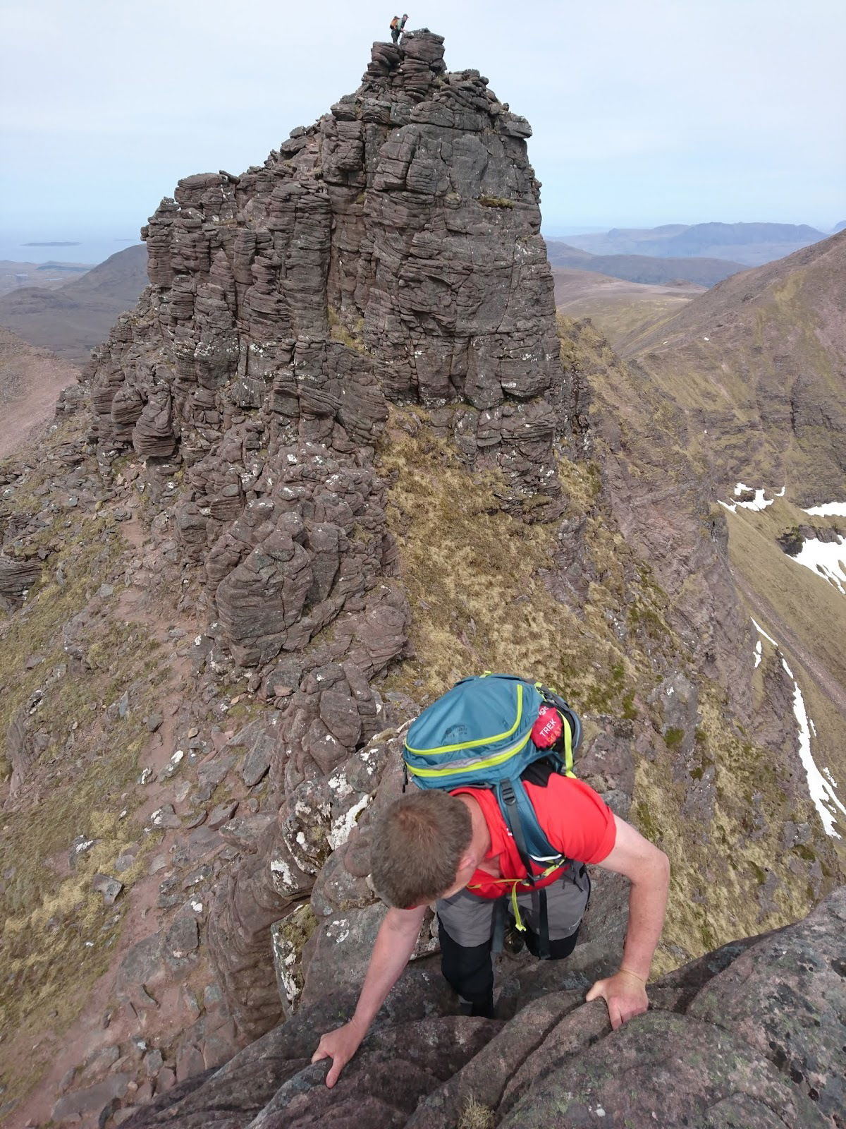 Scrambling on the Corrag Buidhe pinnacles, An Teallach