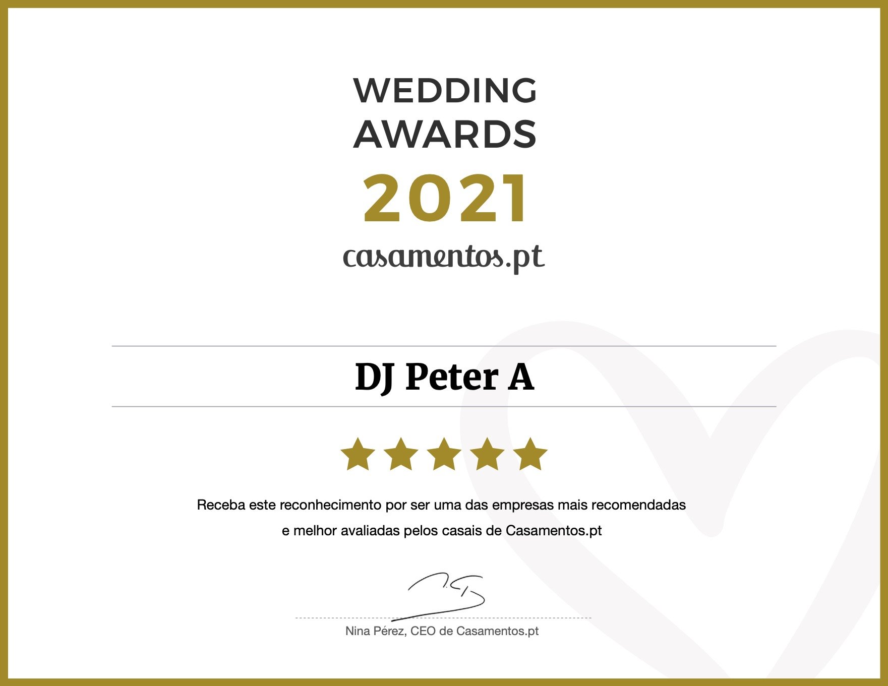 Wedding Awards 2021 - DJ Peter A - Casamentos.pt 🏆