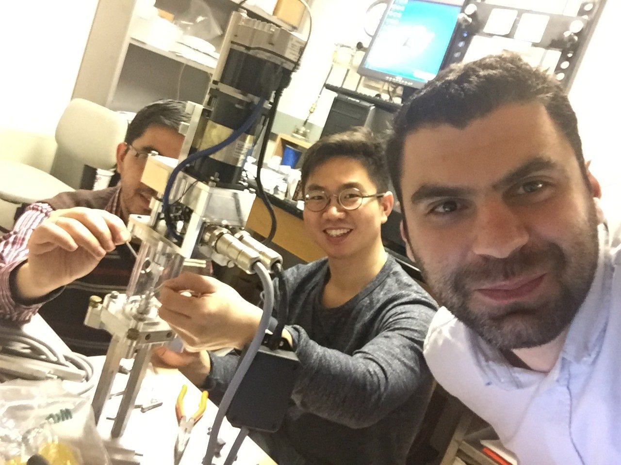 Chang and Mehmet in the lab at Northwestern