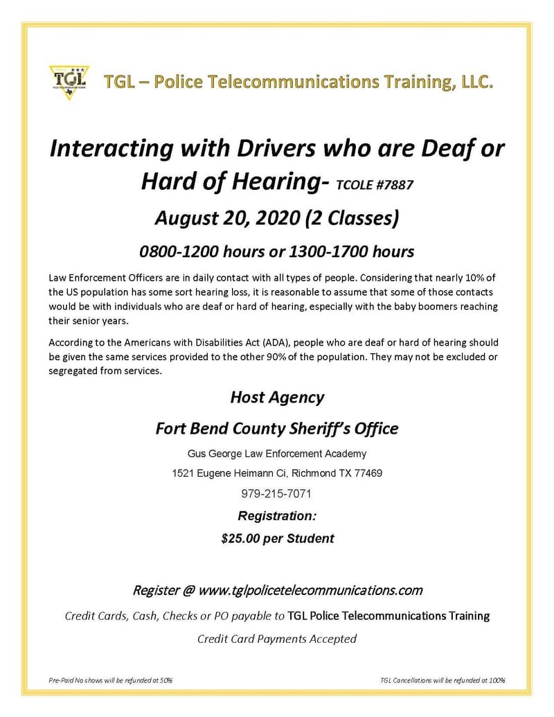 Interacting with Drivers who are Deaf or Hard of Hearing- TCOLE #7887 PM (GGLEA)