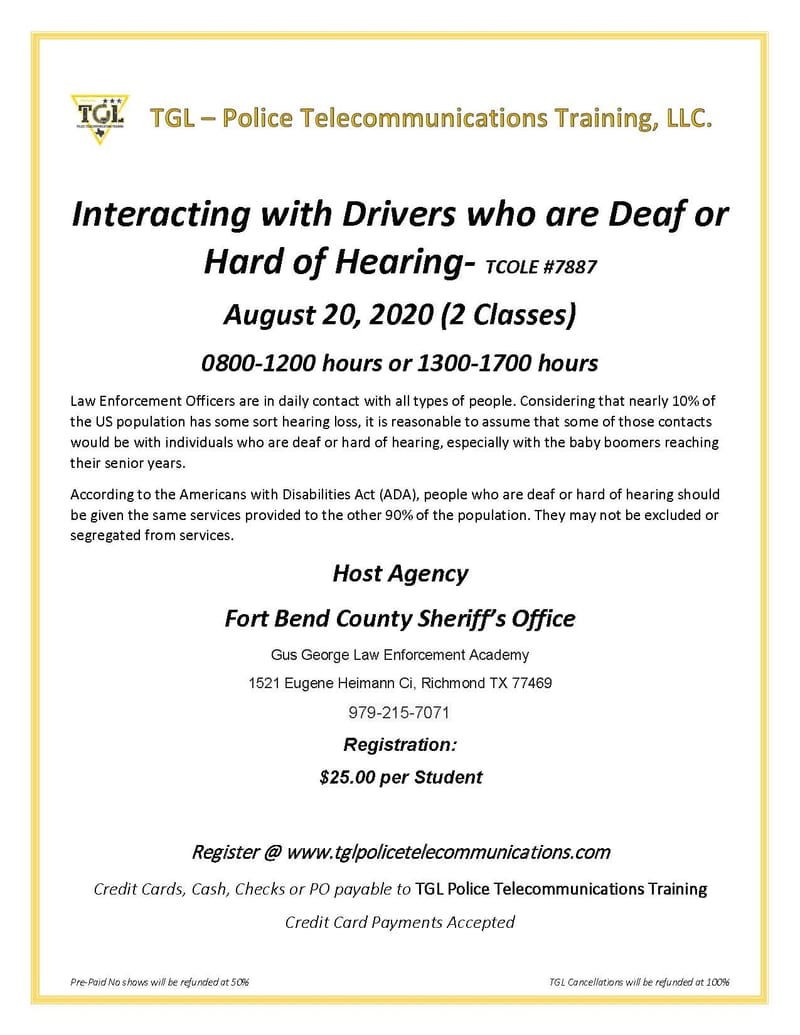 Interacting with Drivers who are Deaf or Hard of Hearing- TCOLE #7887 AM (GGLEA)