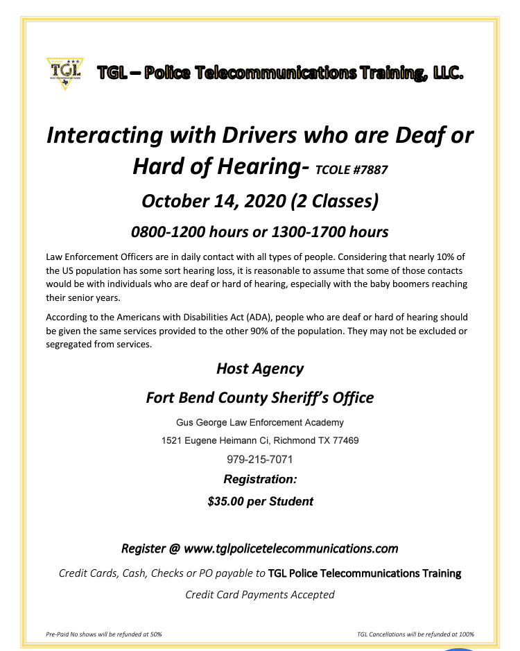 10 Interacting with Drivers who are Deaf or Hard of Hearing- TCOLE #7887 (GGLEA)PM