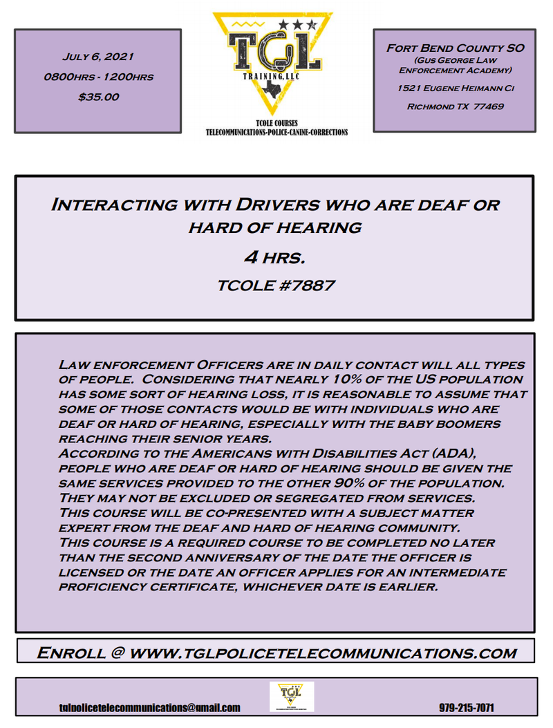 07 Interacting with Drivers who are deaf or hard of hearing - TCOLE 7887 (AM CLASS) RICHMOND