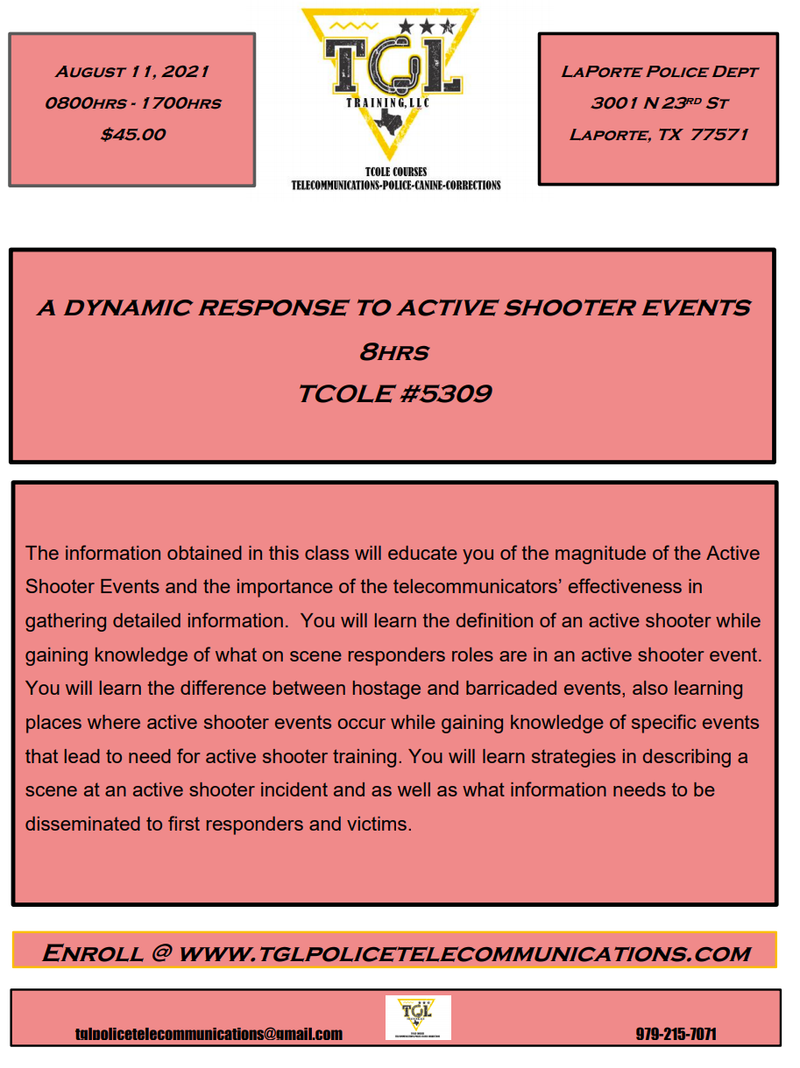 08 A Dynamic Response to Active Shooter Events TCOLE 5309 (LaPorte)