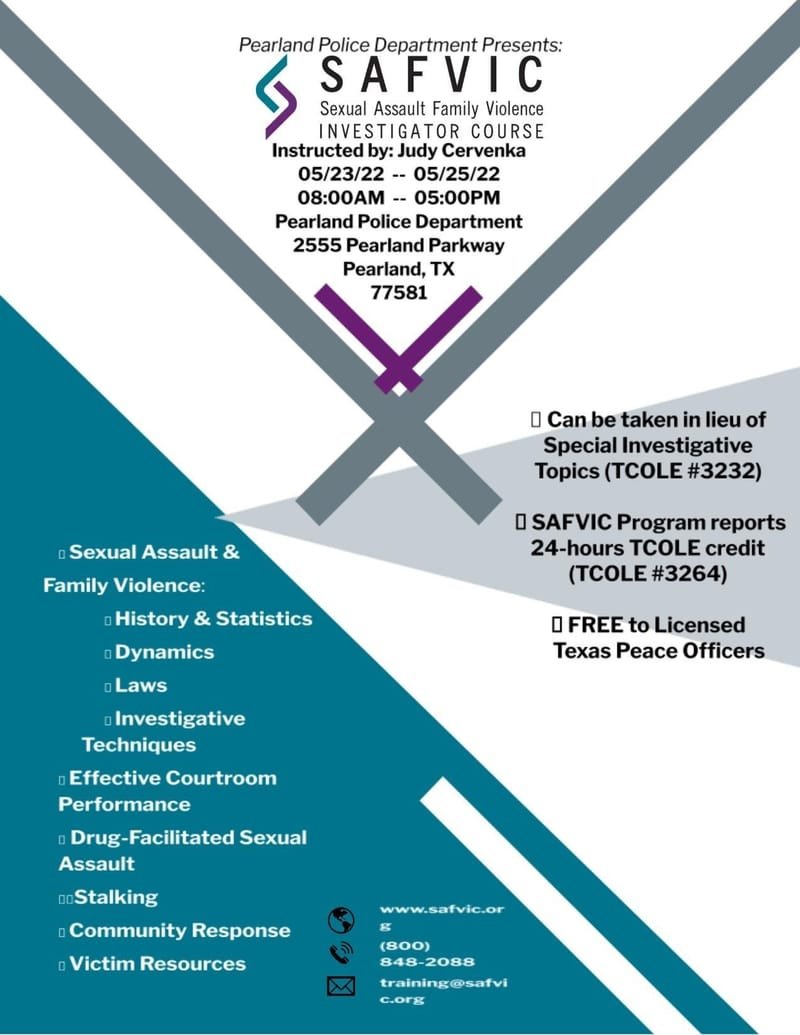 05 SAFVIC Sexual Assault and Family Violence Investigators Course (Pearland)
