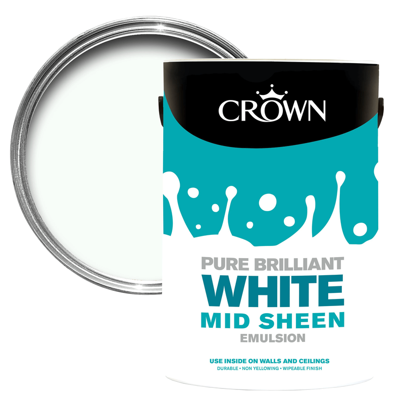 Crown Pure Brilliant White Mid Sheen 5lts Hutch Hardware Buttevant