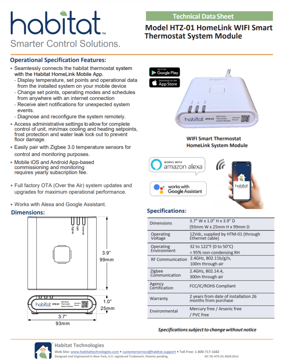 Model HTZ-01 Technical Specifications