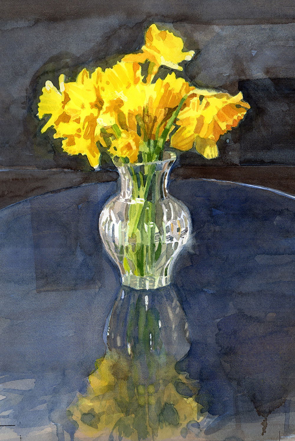 Yellow Tulips on Glass