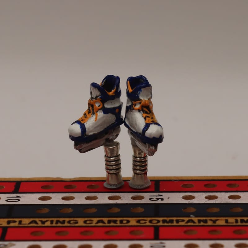 Painted Hockey Skates Edmonton Home Colors KRAZY KUSTOM CRIBBAGE