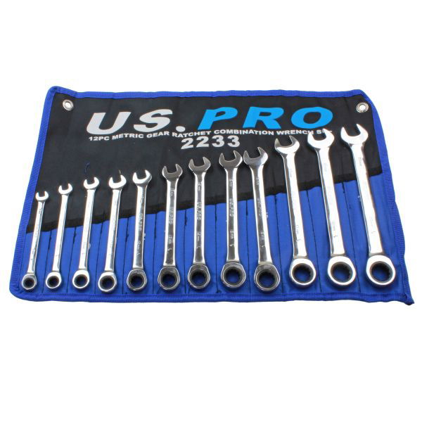 Us.pro Metric Gear Ratchet Combination Spanner Wrench Set 12pc 2233